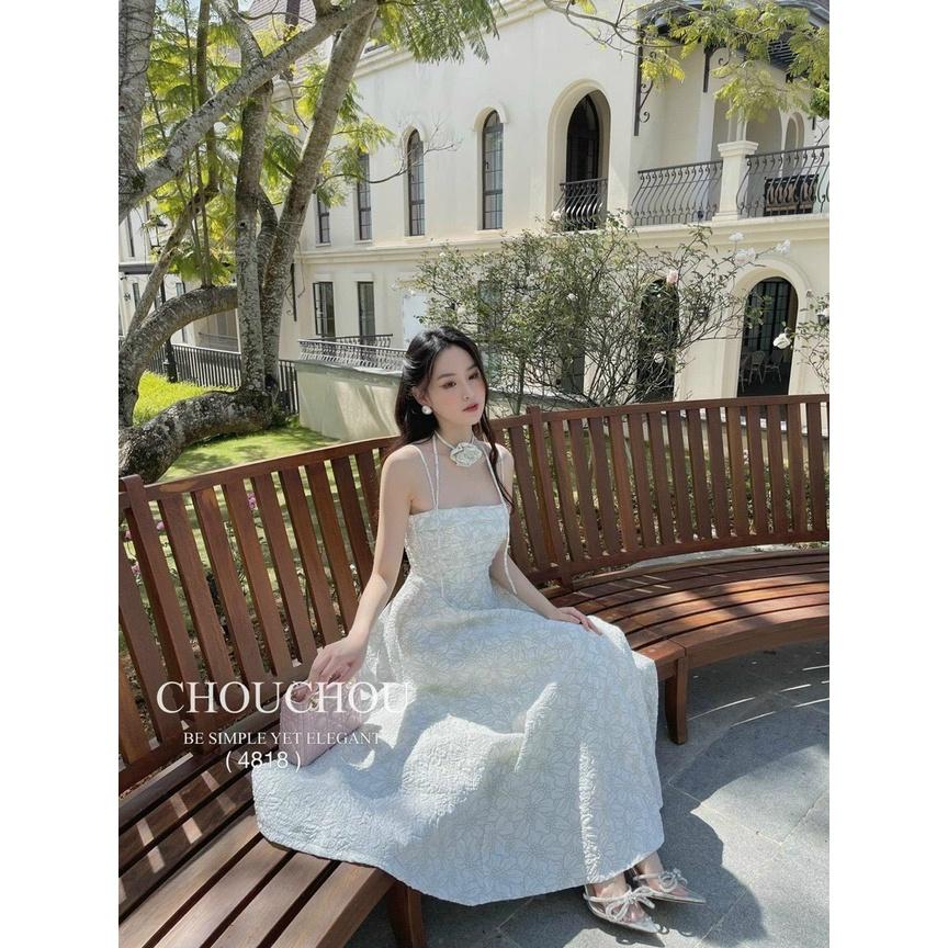 ĐẦM ĐI CHƠI, ĐẦM CÚP NGỰC XẾP LY 2 DÂY DÁNG XÒE PHỐI CHOKER BÔNG CỰC ĐÁNG IU