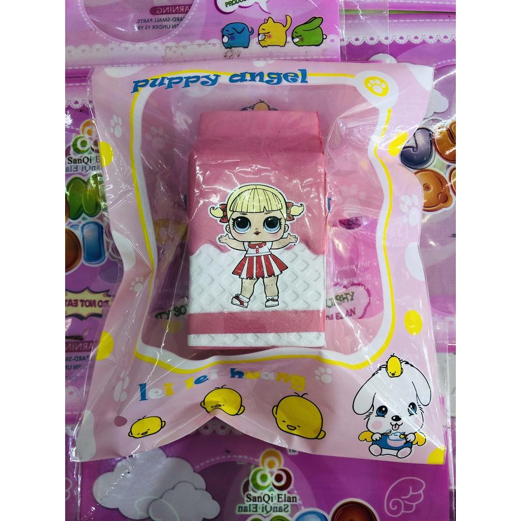 Squishy Lớn JUMBO Hình hộp sữa màu hồng cô gái búi tóc vàng Đồ Chơi Xốp Giảm Stress Hình mềm mịn dễ Thương đàn hồi Cho B