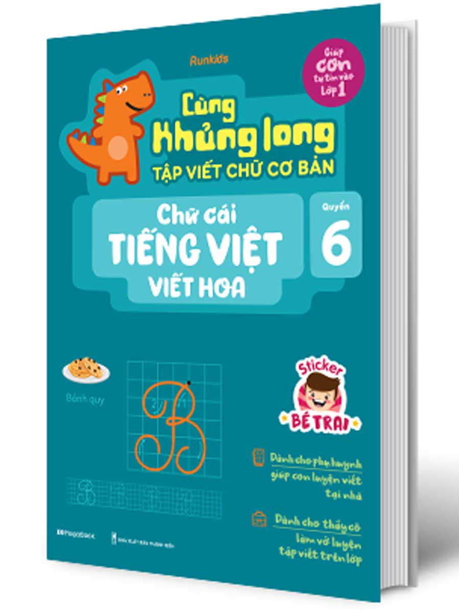 Cùng Khủng Long Tập Viết Chữ Cơ Bản - Chữ Cái Tieesng Anh Viết Hoa - Quyển 6 (Bé Trai) _Mega