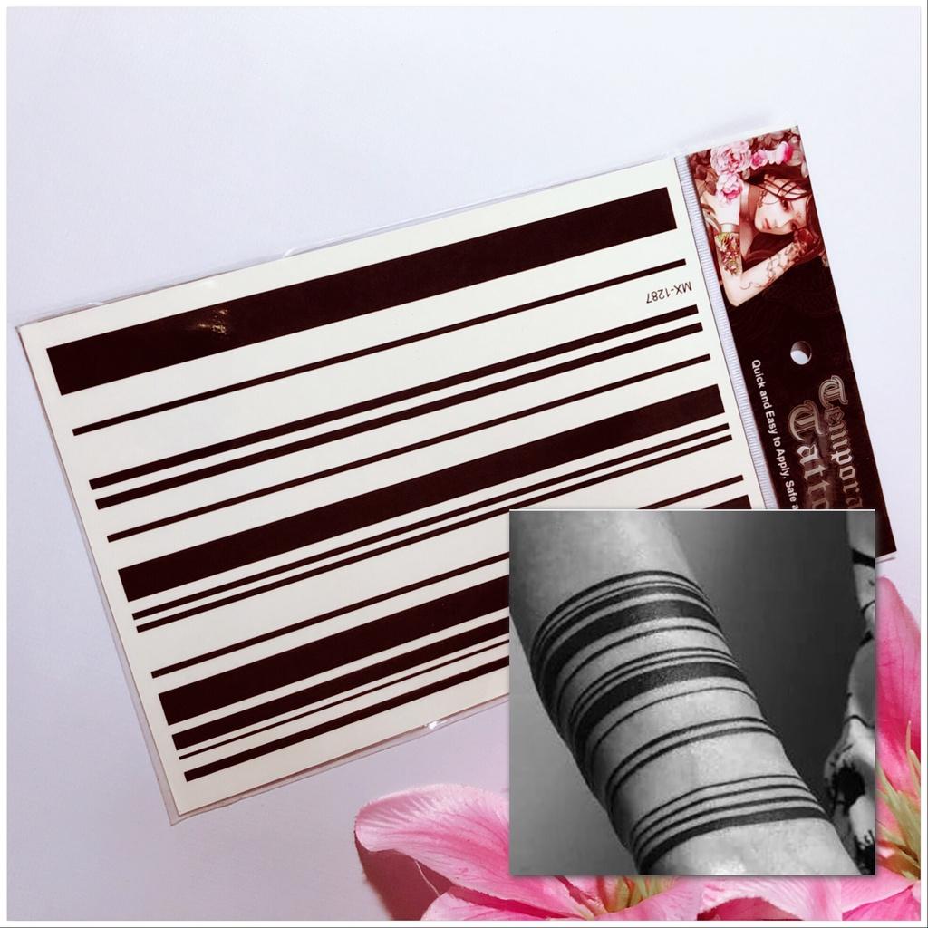 Hình xăm dán tattoo cao cấp 15x21cm: vòng tay đường thẳng