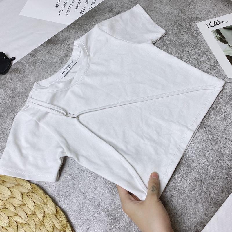 Áo croptop thun borip phối chữ D A5137