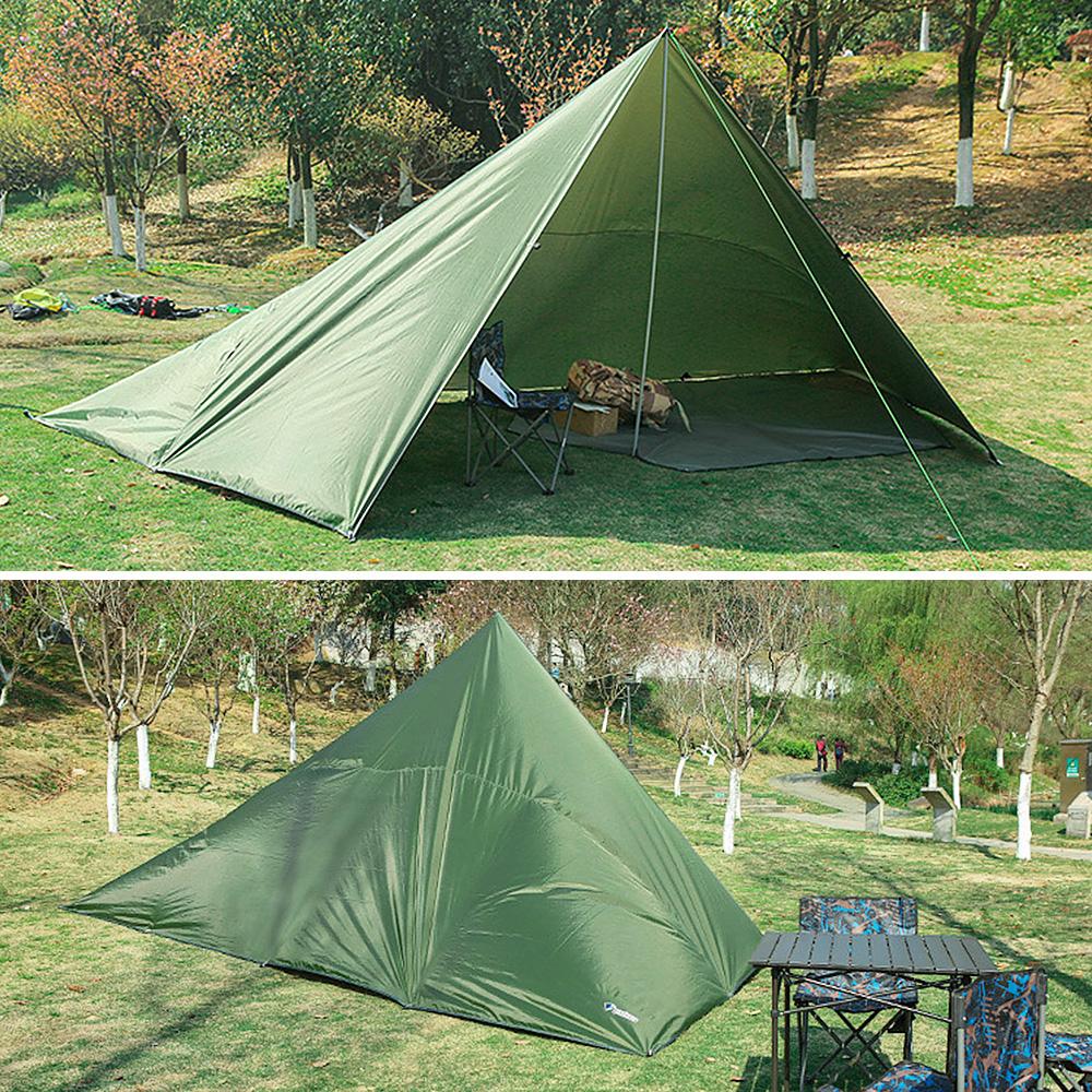 Awning Waterproof Tarp Tent Shade with Pole Folding Camping Canopy Ultralight Beach Sun Shelter for Survival Shelter
