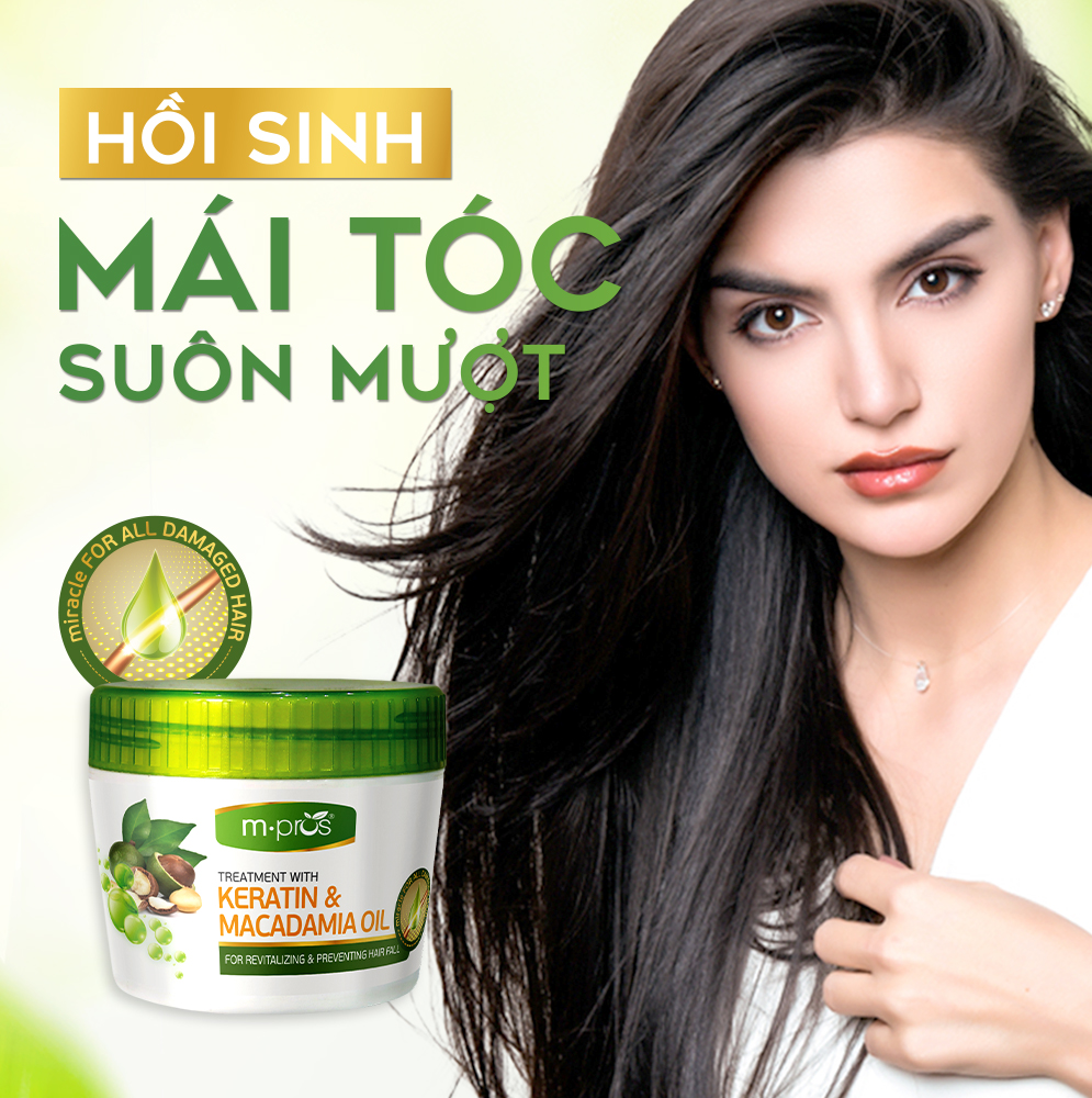 Kem Hấp Hồi Sinh Keratin &amp; Macadamia Oil Ngừa Rụng Tóc M.PROS 300ml