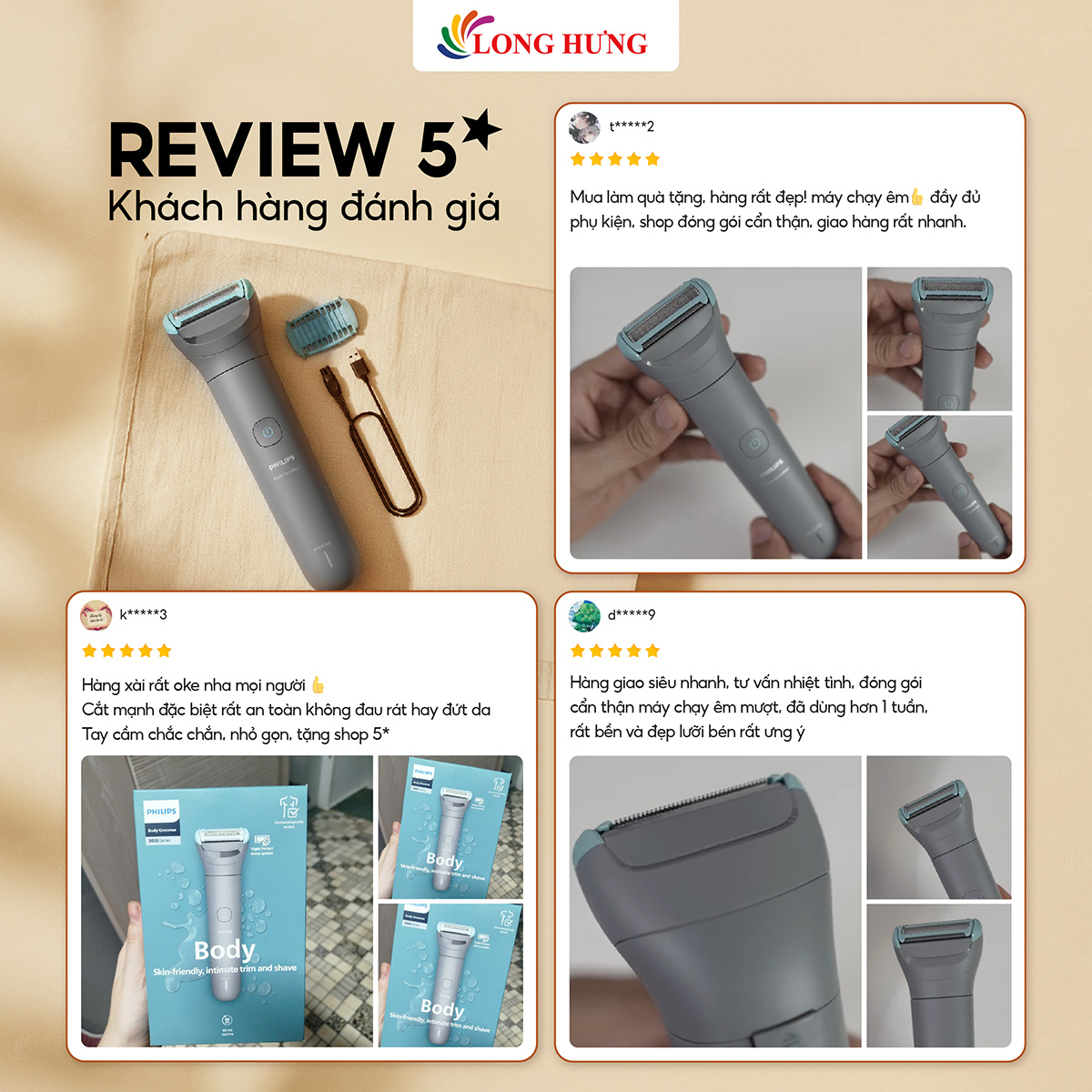 Máy làm sạch lông cho nam Philips Body Groomer 3000 Series BG3470/15 - Hàng chính hãng