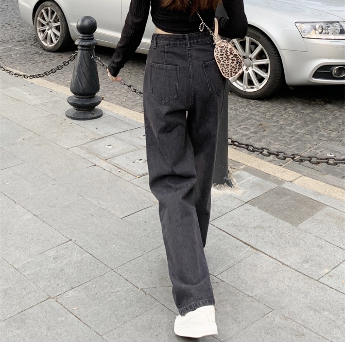 Quần Jean Nữ Ống Rộng Dáng Suông Lưng Cao Ulzzang Xám Đẹp LEDA QJ736