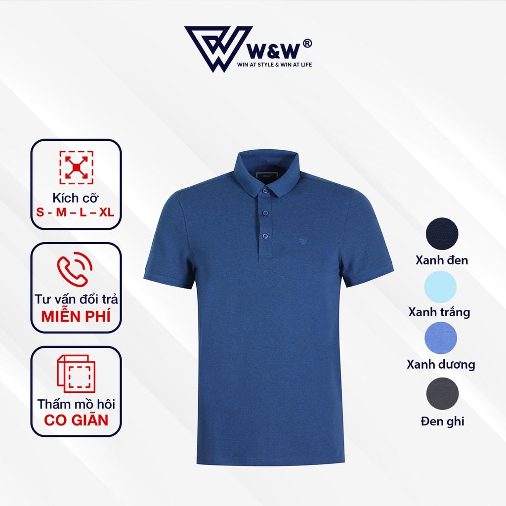 Áo Thun Polo Nam W&amp;W Dáng Regular Fit- Cổ Đức Bẻ Phối Viền Thêu Độc Đáo, Chất Liệu Cotton Thoáng Mát, Bền Màu WPO61R