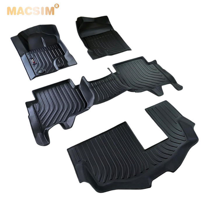 Thảm lót sàn xe ô tô Ford Everest 2015-2022 Nhãn hiệu Macsim chất liệu nhựa TPE cao cấp màu đen