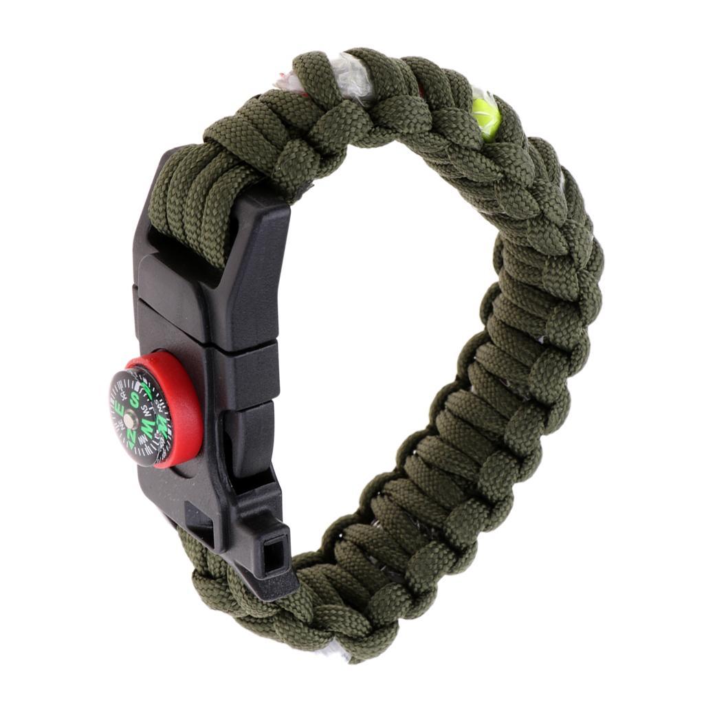 Survival Paracord Bracelet Emergency Whistle Compass Fishing Accessories Multifunction Tool Outdoor Sports
