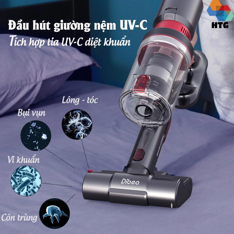 Máy hút bụi không dây Dibea F20Max Hàng Chính Hãng, hút và lau tiện lợi, giường nệm sofa diệt khuẩn UV