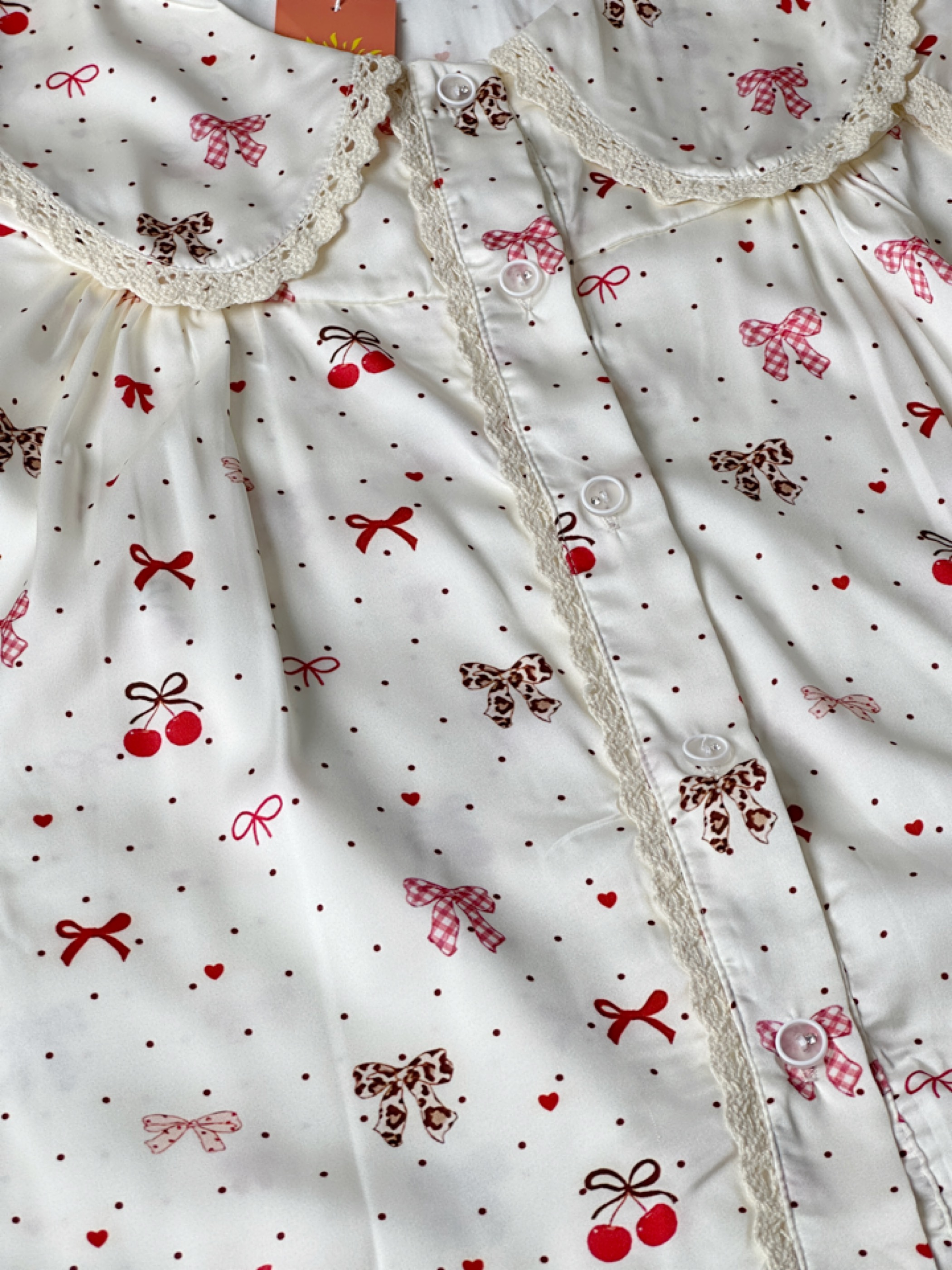 Bộ mặc nhà lụa latin hoạ tiết nơ xinh xắn, bộ ngủ mát mẻ thoải mái comfy, ở nhà vẫn xinh