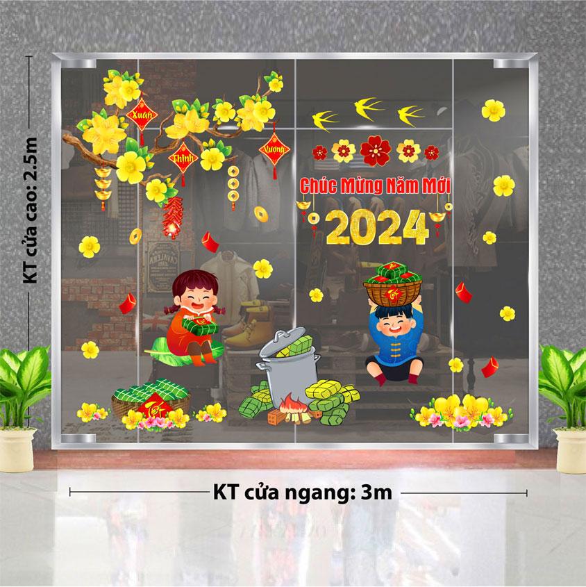 DECAL TRANG TRÍ TẾT 2024 CHO QUÁN BUFFET