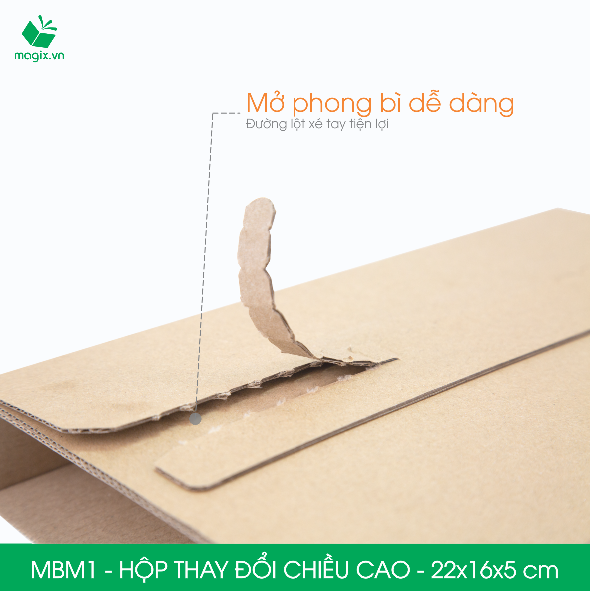 MBM1 - 22x16x5cm - Combo 60 Hộp carton thay đổi chiều cao - Thùng carton đóng hàng