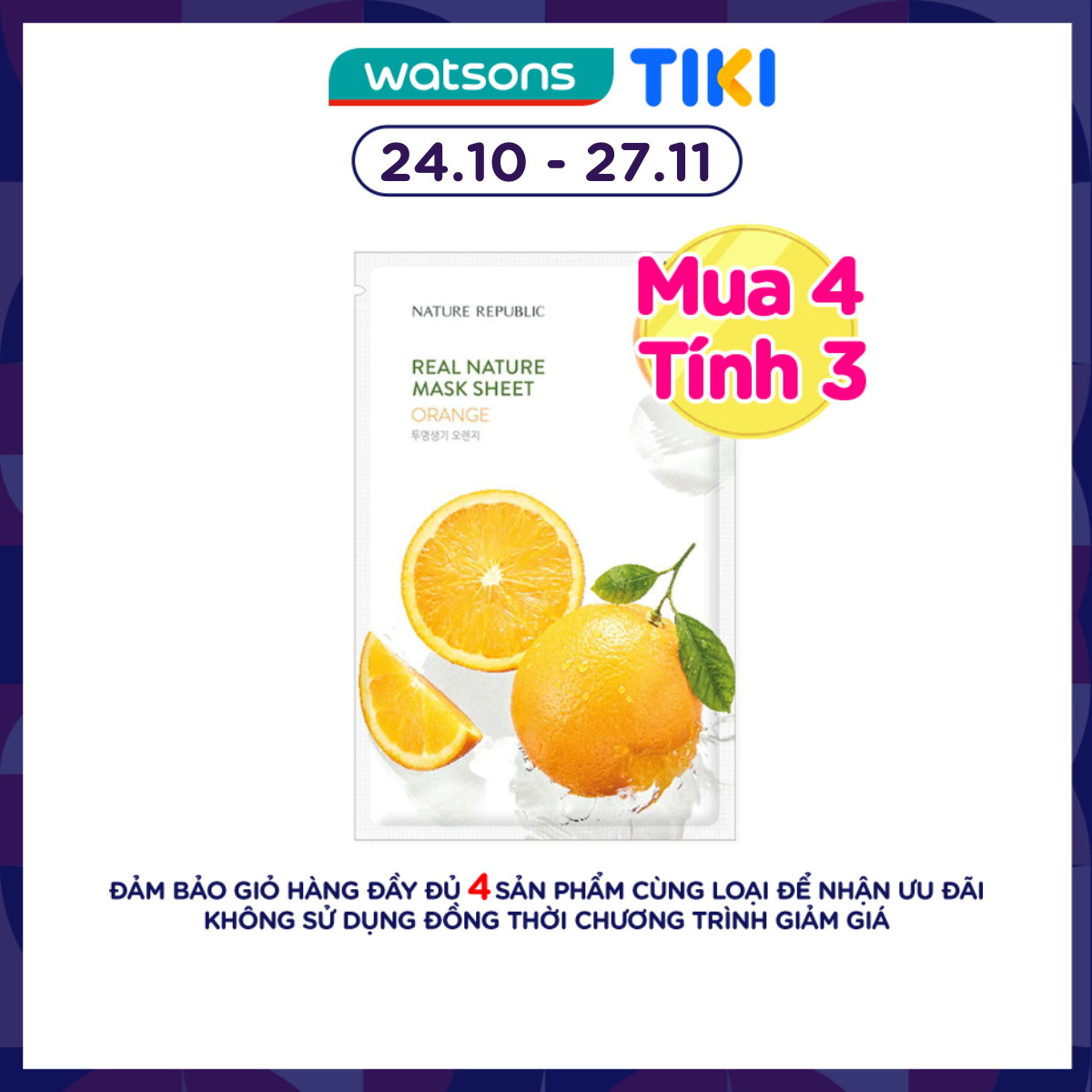Mặt Nạ Giấy Nature Republic Chiết Xuất Cam Tự Nhiên Real Nature Orange Mask 23ml