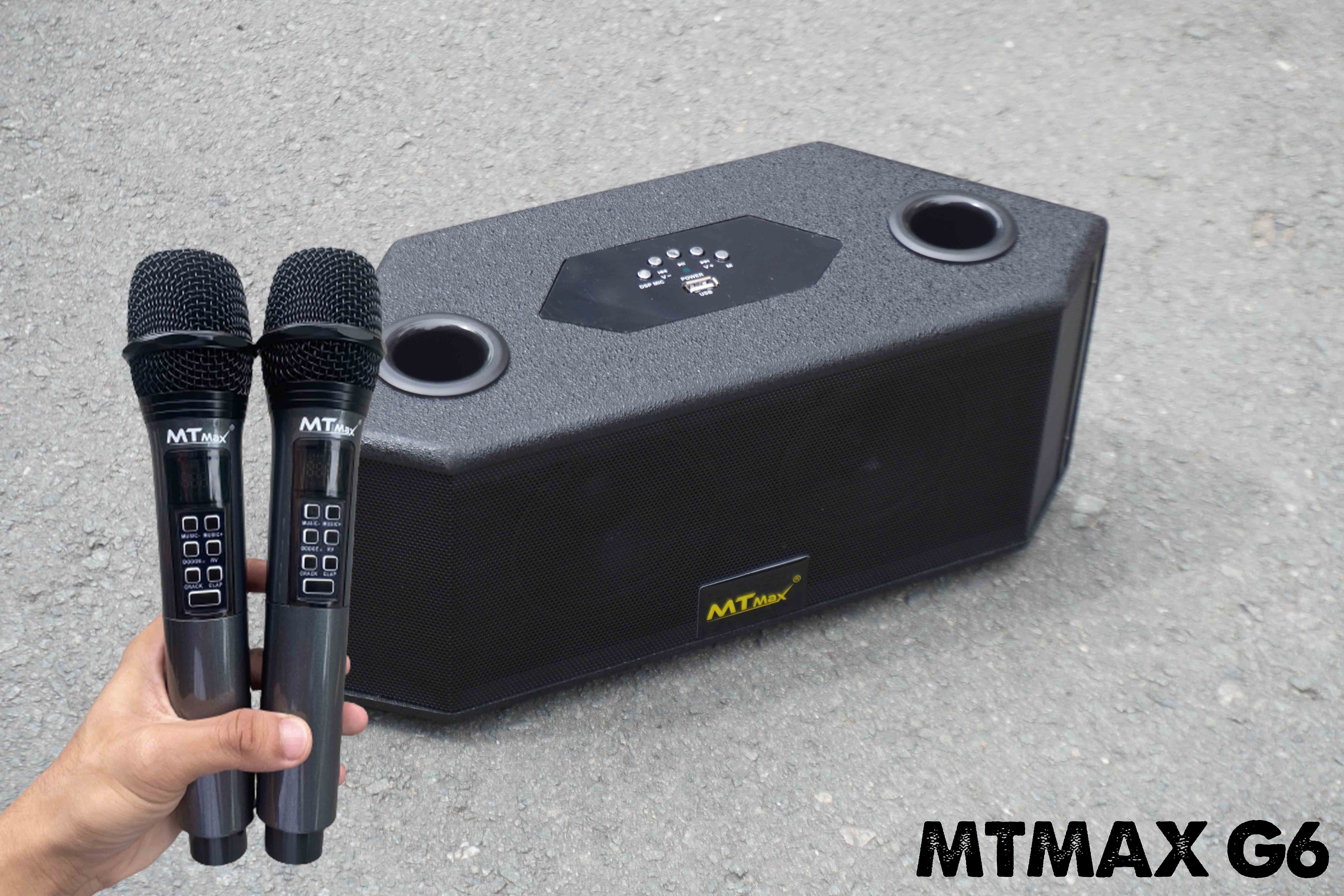 Loa di động MTMAX G6 cao cấp nhỏ gọn hát cực hay 2 mic G6 có thể sạc trực tiếp lại viên pin sạc 18650 cực kỳ tiện ích hàng chính hãng