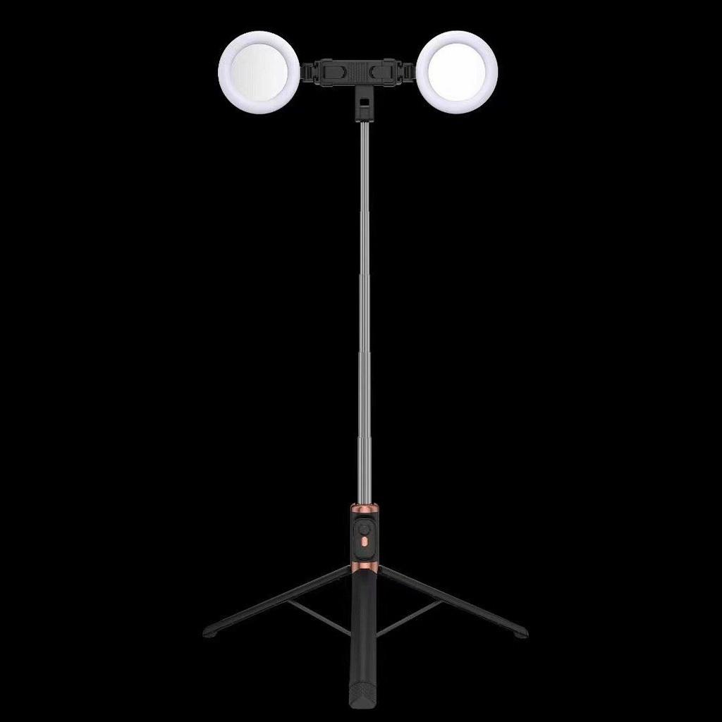 Gậy chụp ảnh selfie 3 chân kéo dài 170cm, có 2 bóng đèn LED trợ sáng và Bluetooth điều khiển từ xa lên đến 10 mét - NGẨU NHIÊN