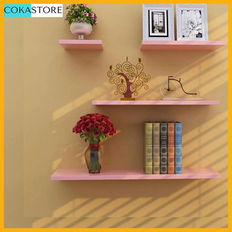 Set 4 Kệ Gỗ Trang Trí TreoTường Thanh Ngang Kết Cấu Dấu Chân Kích Thước 20,30,40,50cm x 15cm - Kèm Phụ Kiện