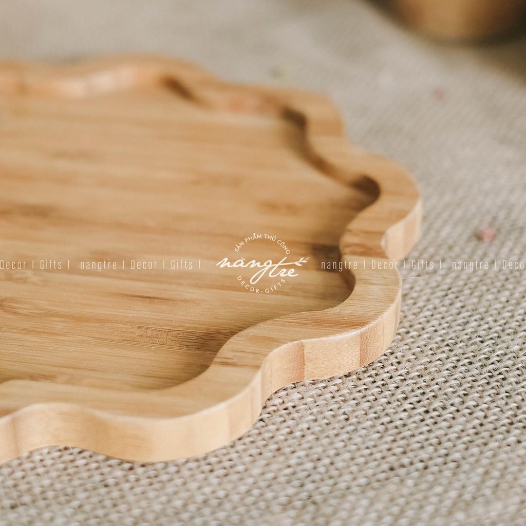 Khay gỗ tre hình bông hoa - Đựng thức ăn -Trang trí( bamboo wooden tray)