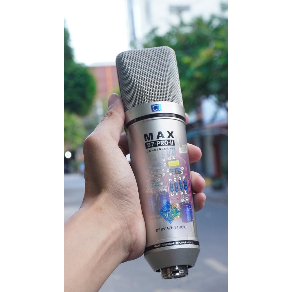 Micro thu âm Max 87-Pro-II 48V livestream chuyên nghiệp - Condenser microphone - Dùng cho phòng thu, karaoke sân khấu