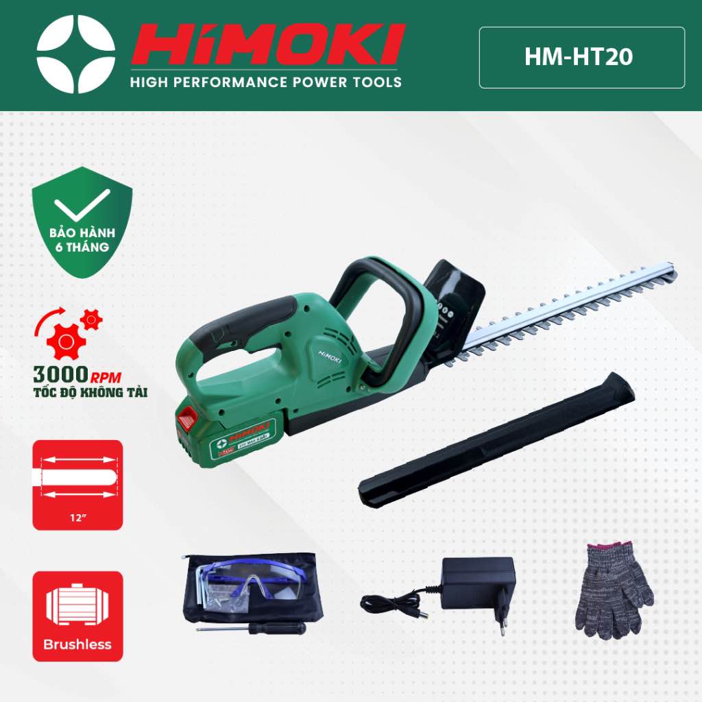 Máy Cắt Tỉa Hàng Rào Cây Cảnh Dùng Pin HIMOKI HM-T20 Lõi Đồng 100% Lam Dài 60cm Công suất 3000W - HÀNG CHĨNH HÃN,G HIMOKI