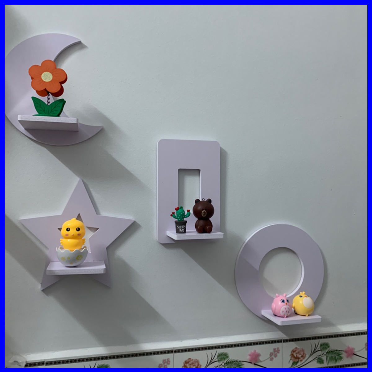 Kệ decor phòng ngủ, Trang trí lớp học, để chậu hoa treo tường, chất liệu gỗ Pitech cao cấp - C16
