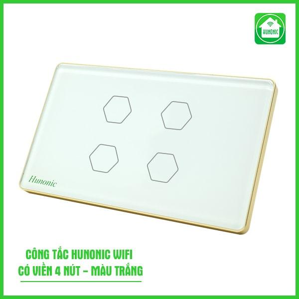 Công Tắc Cảm Ứng Wifi Hunonic Hình Chữ Nhật Viền Vàng [Hàng nhập khẩu