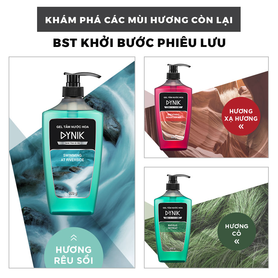 Gel tắm hương nước hoa nam Dynik Bucolic Retreat hương cỏ thanh khiết 650g