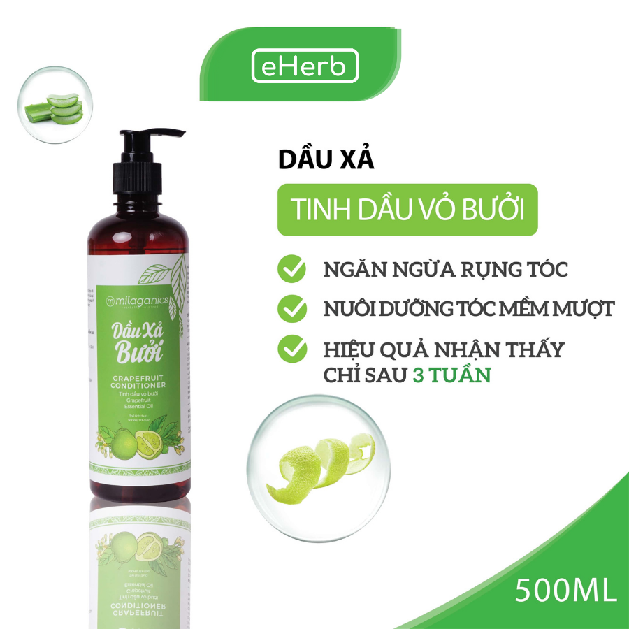 Combo Dầu Gội &amp; Dầu Xả Bưởi Ngừa Rụng &amp; Kích Thích Mọc Tóc Từ Tinh Dầu Bưởi Nguyên Chất MILAGANICS (500ml/ Chai)