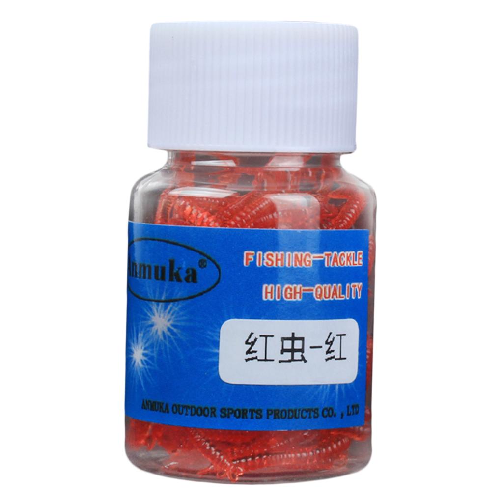 1 Box Imitation Earthworm Artificial Soft Bait Fishing Lure Red