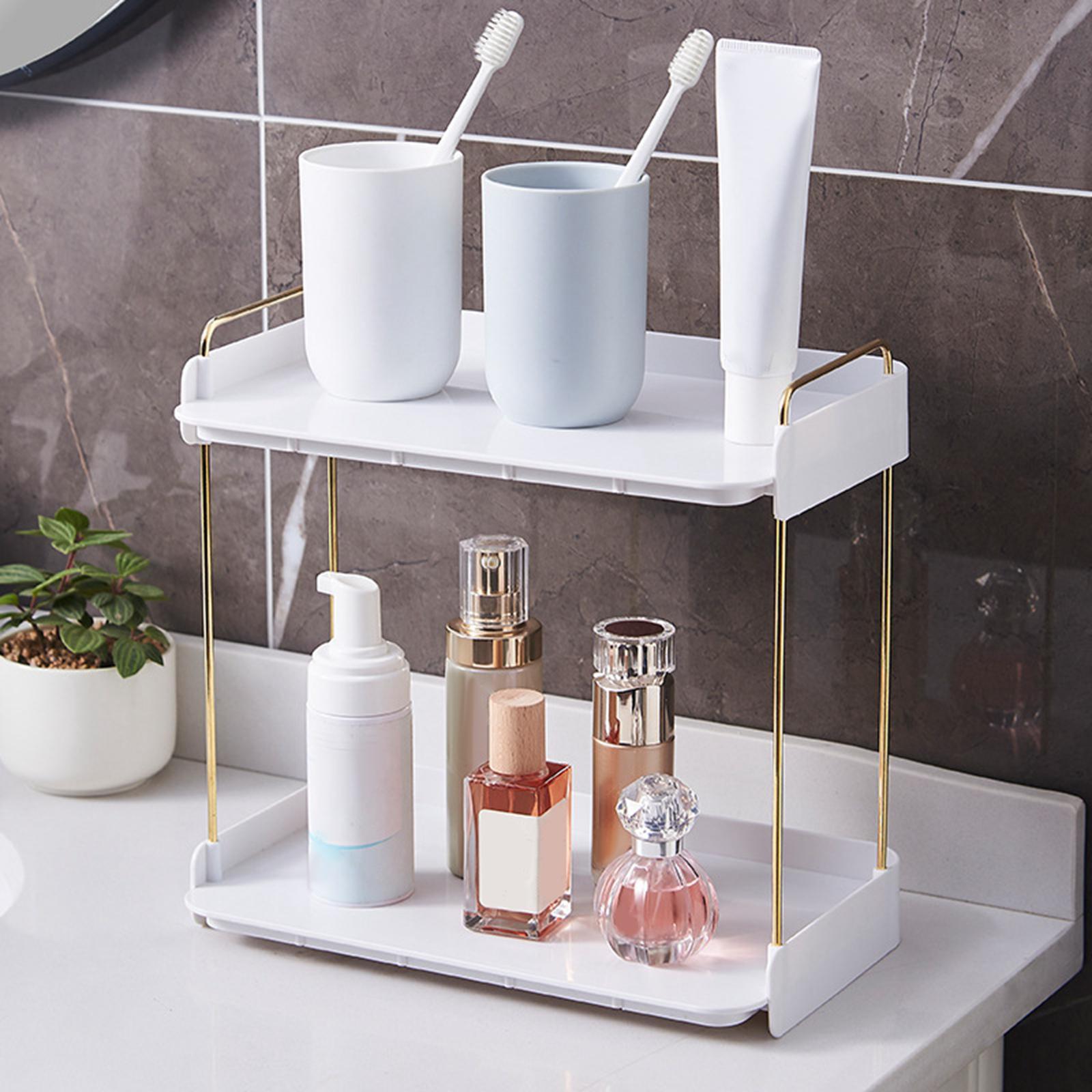 Cosmetic stand makeup shelves shower kitchen 2 Layers white
