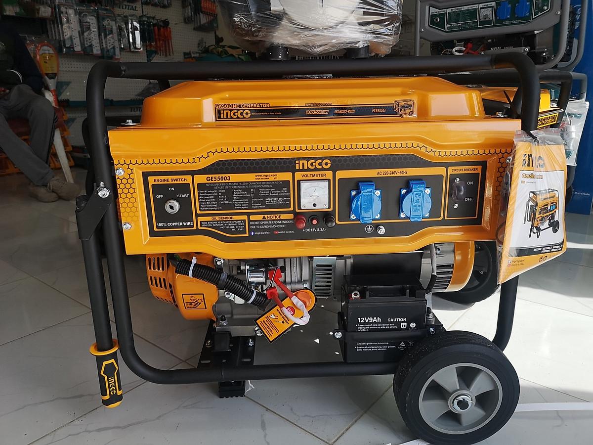 MÁY PHÁT ĐIỆN ĐỘNG CƠ XĂNG 4 THÌ, OHV, (13HP) 5.5KVA INGCO  GE55003- HÀNG CHÍNH HÃNG