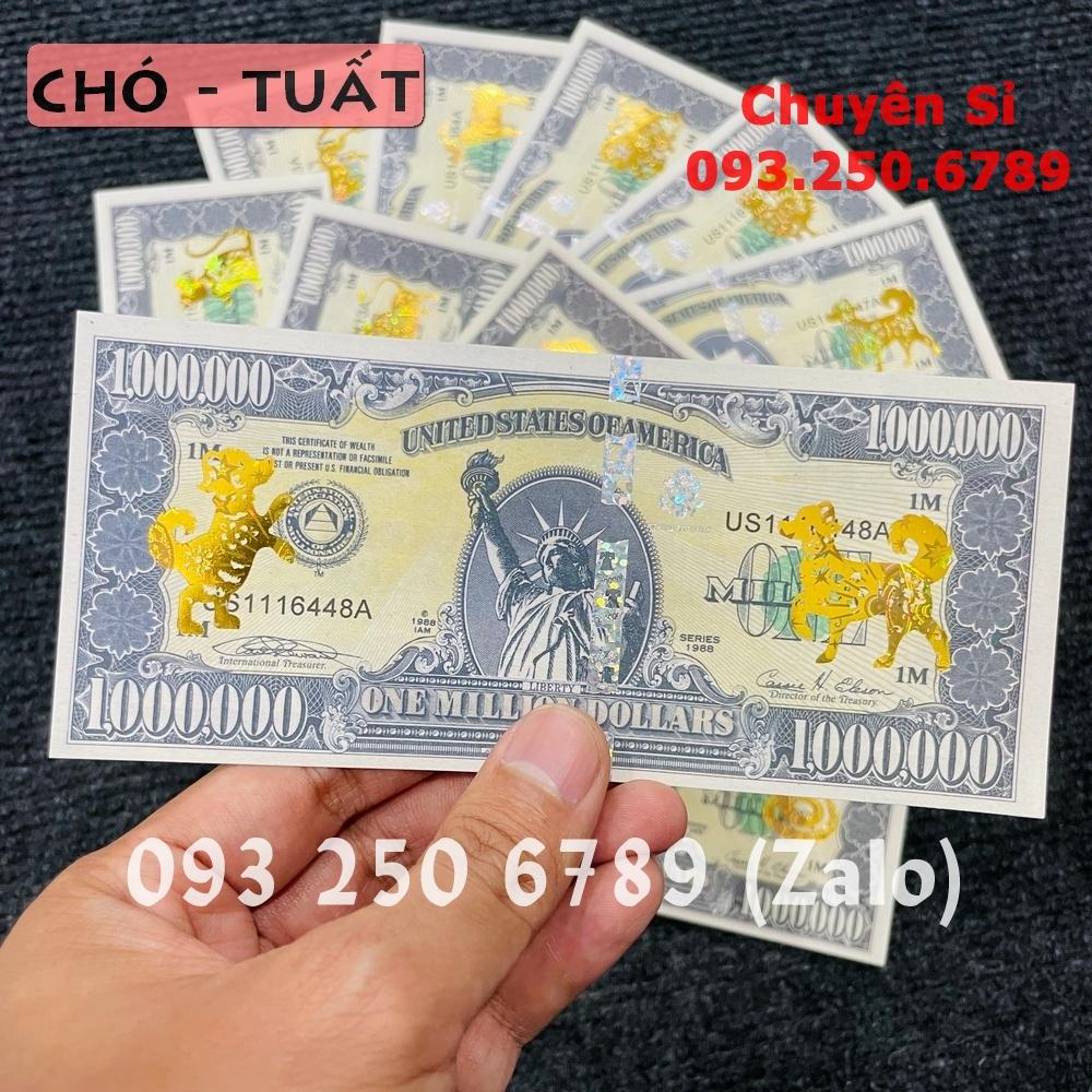 [CÒN HÀNG] [CON CHÓ] Tờ tiền 1 triệu đô Mỹ 12 con giáp mạ vàng, có bảo an phát quang