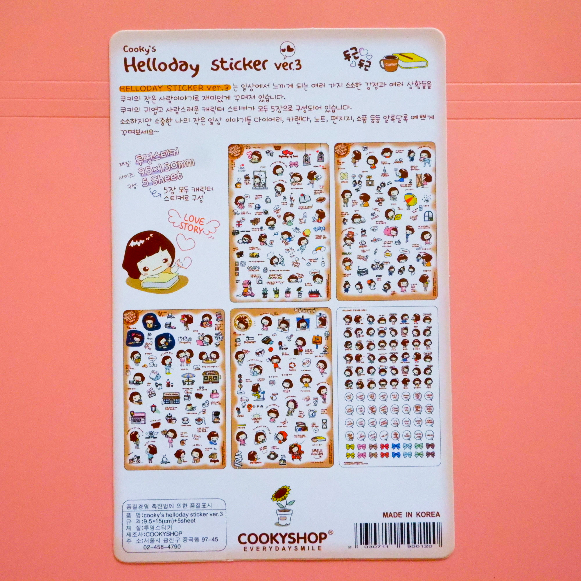 Bộ 5 tấm sticker Cooky's Helloday