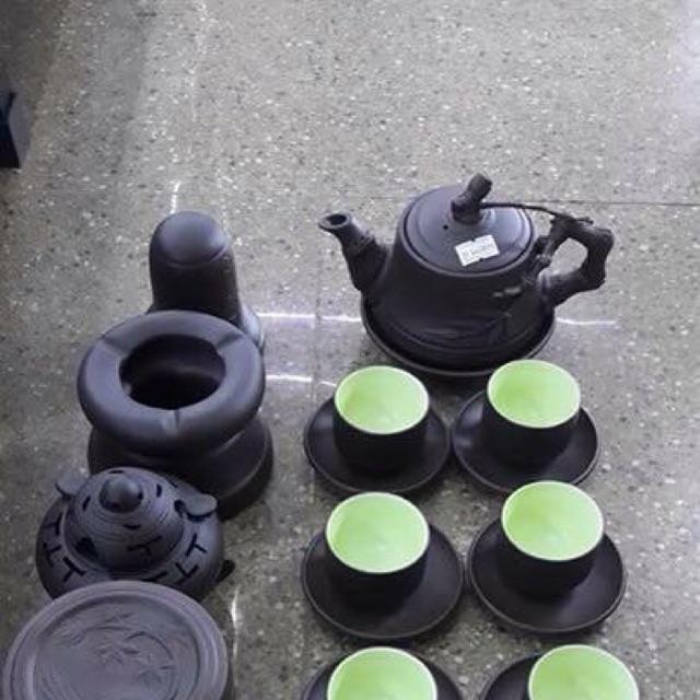 Bộ ấm trà tử sa đắp nổi