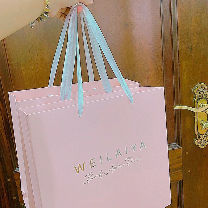 Hộp quà Weilaiya màu hồng dạng túi xách 27x25x7cm
