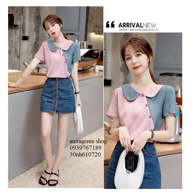 nh610720-ÁO KIỂU PHỐI MAU DỄ THƯƠNG