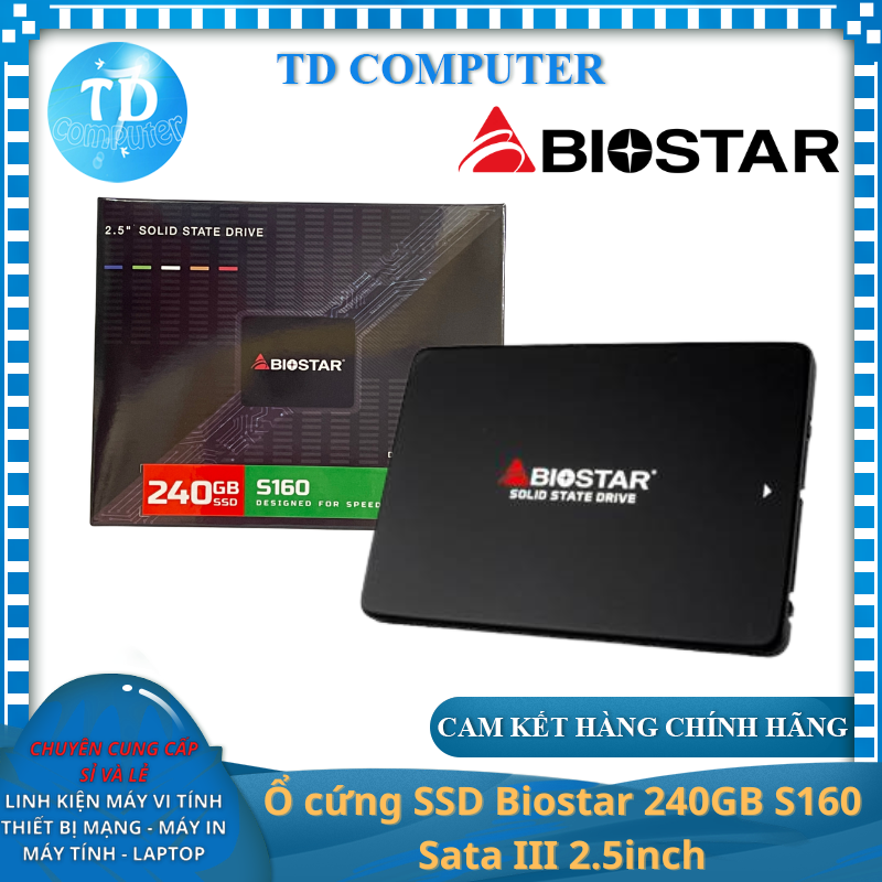 Ổ cứng SSD Biostar 240GB S160 Sata III 2.5inch - Hàng chính hãng DigiWorld phân phối