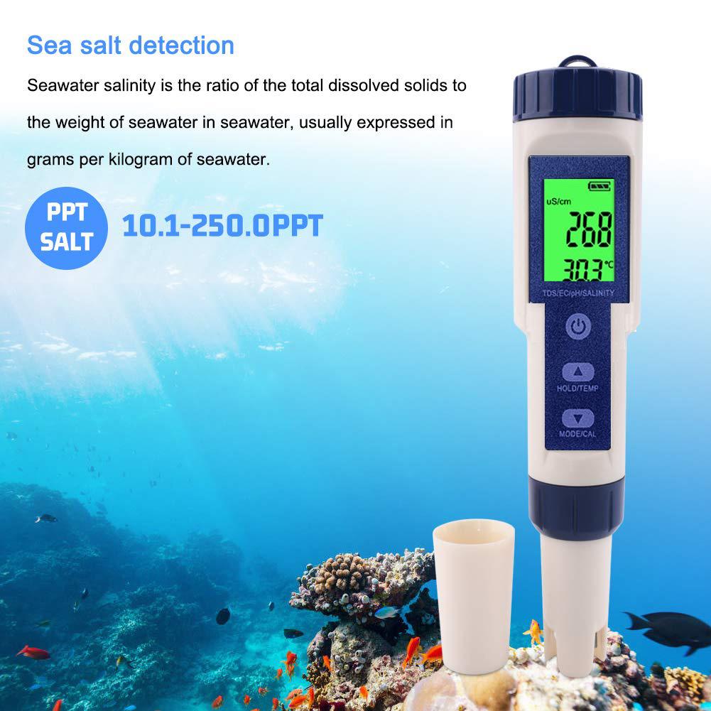 Thiết bị đo độ pH kỹ thuật số 5 trong 1 TDS EC Nội dung muối nhiệt độ pH thử nghiệm độ chính xác cao