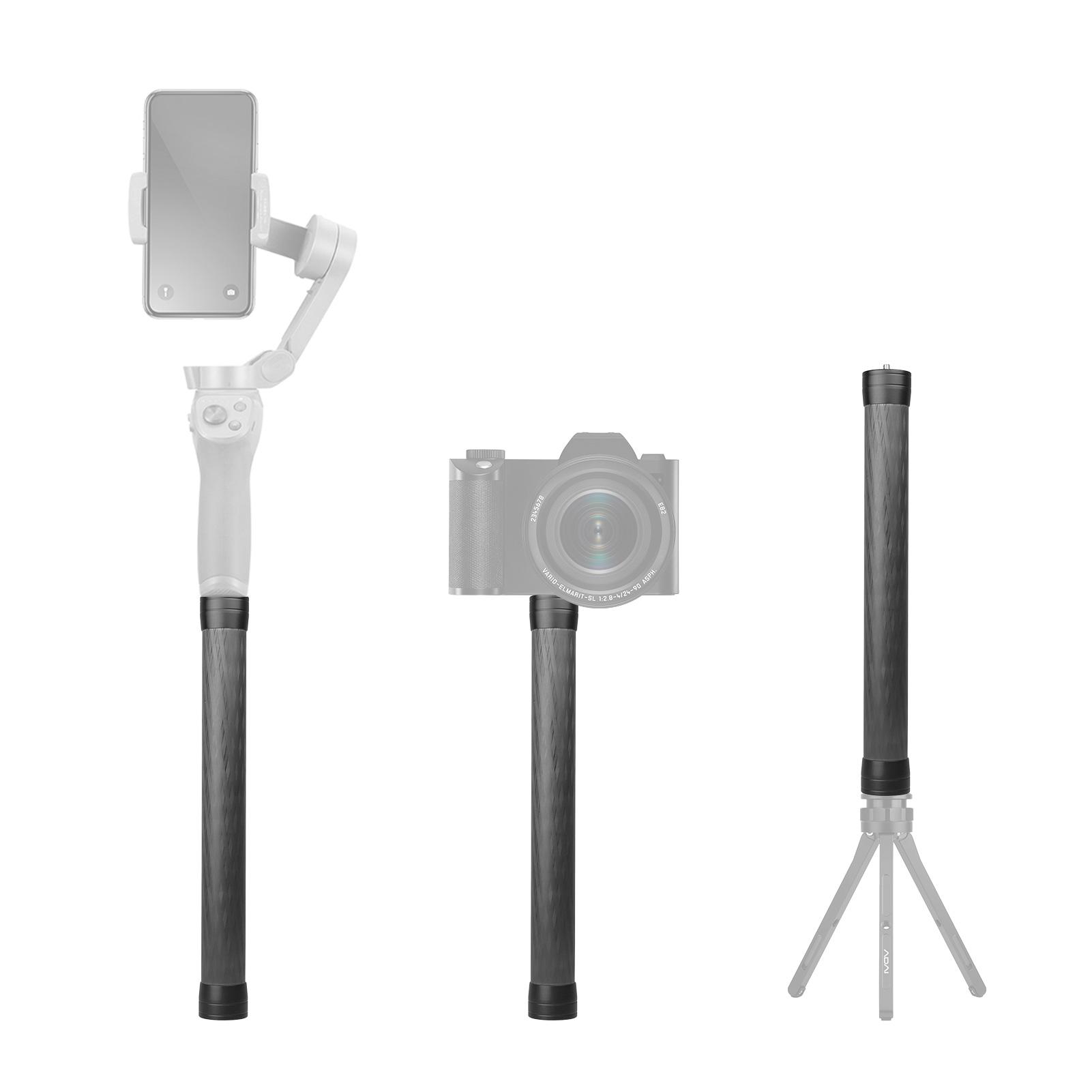 Thanh cực mở rộng sợi carbon phổ quát 35cm / 13,8in với Giao diện gắn kết 1/4 inch 3/8 inch cho Gimbal máy ảnh