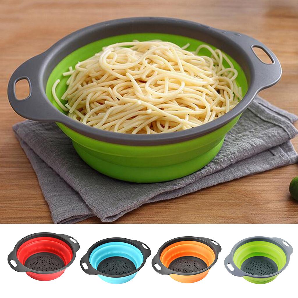 Folding Collapsible Plastic Colander Strainer Kitchen Fruit Filter Basket