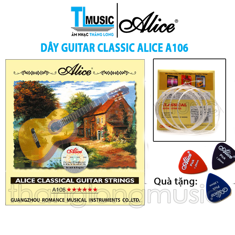 Bộ 6 Dây Đàn Guitar Classic Alice A106