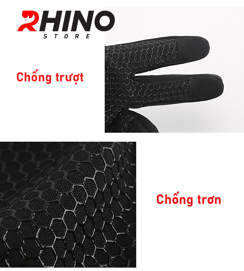 Găng tay giữ ấm mùa đông Rhino G105 Bao tay thể thao cảm ứng điện thoại , găng tay đi xe máy, xe đạp lót nỉ cho nam nữ - Hàng chính hãng