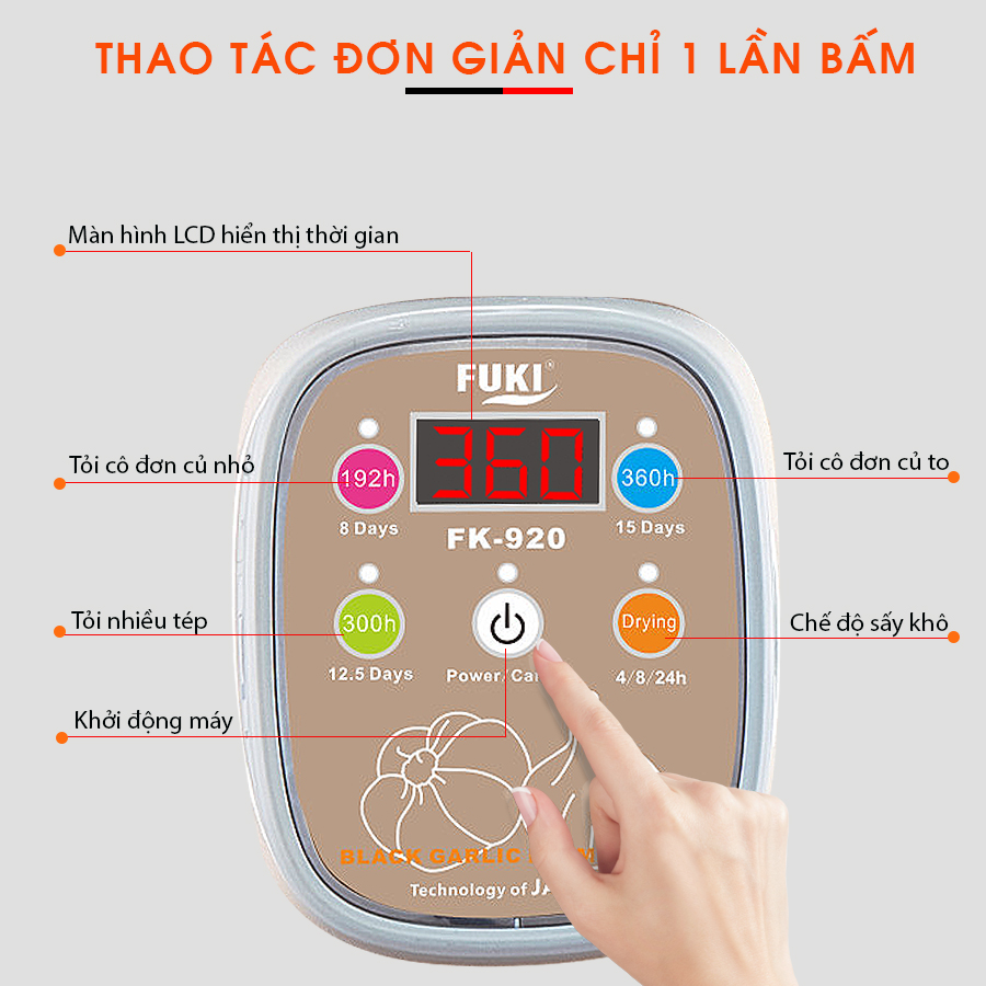 Máy làm tỏi đen FUKI FK-920 loại 8L (Vàng Gold) - Hàng Chính Hãng