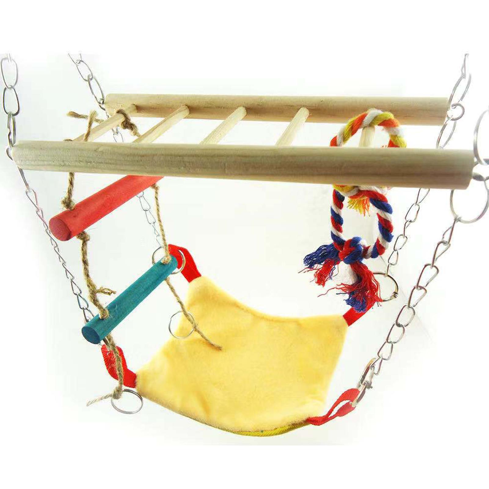 Hamster Swing Bed Toys Hamster Ladder Bird Hanging Ladder Wooden Suspension Bridge Hammock