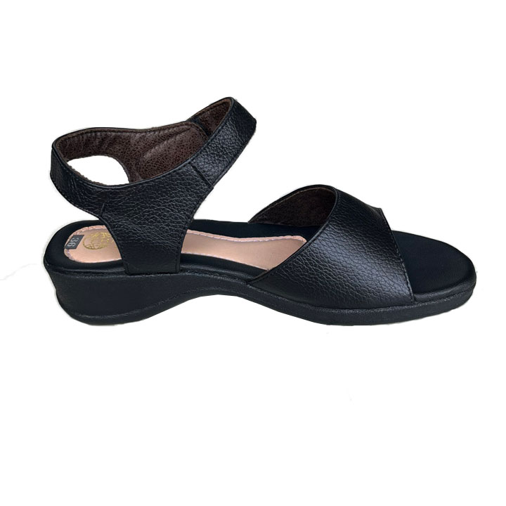 Sandal nữ đế bằng ngang một bản da bò mềm mại cao 4cm Trường Hải SDN135Đ