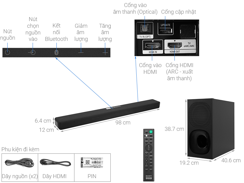 Dàn âm thanh Sony Soundbar 3.1 HT-G700 - Hàng chính hãng