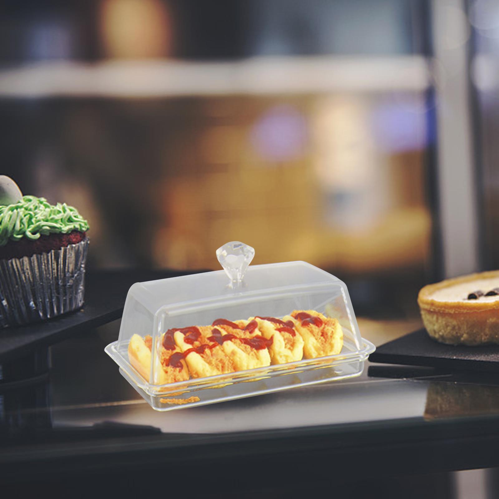 Clear Cheese Server Storage Keeper Tray with Cover Butter Holder