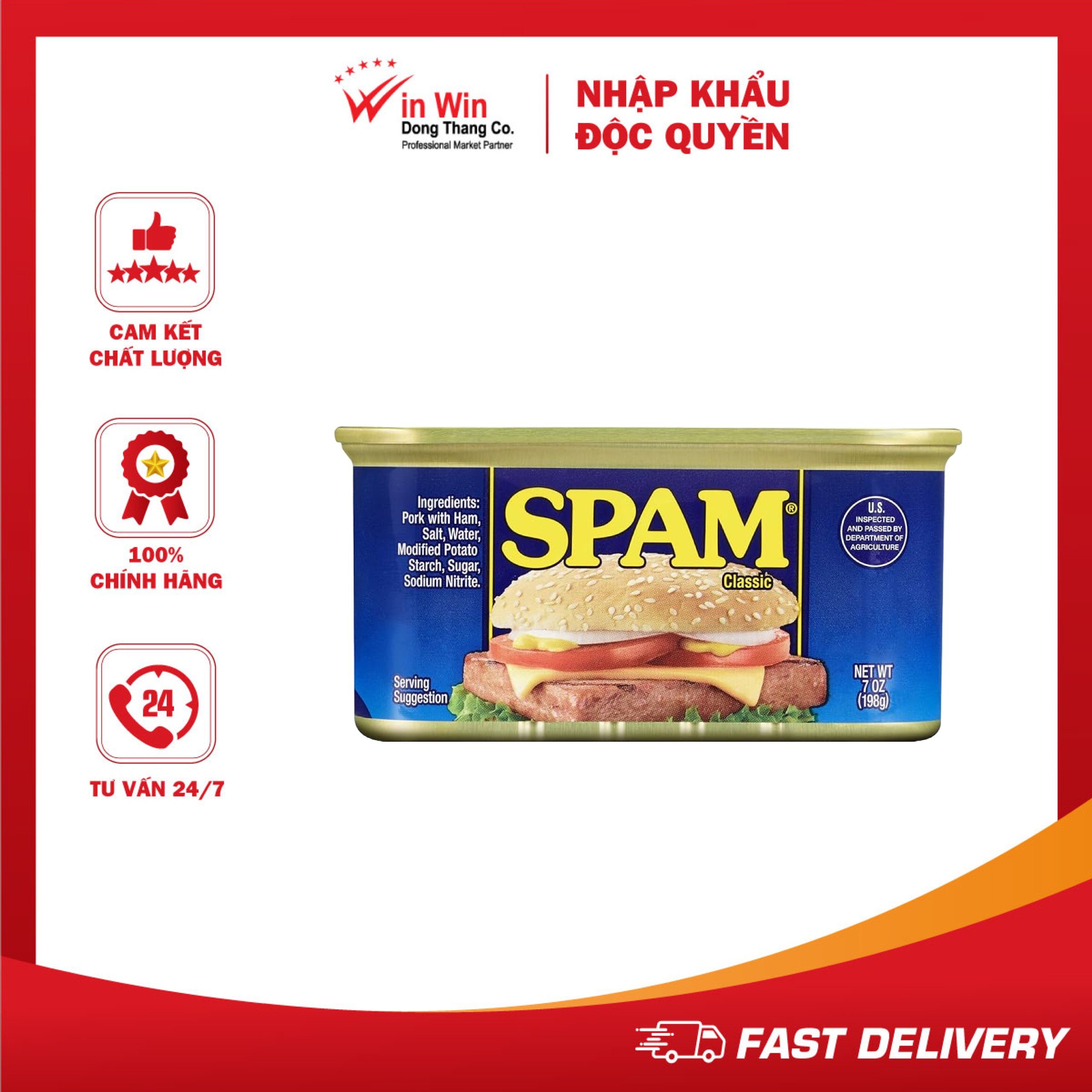 Thịt Hộp Hormel SPAM Classic 198g (Mỹ)