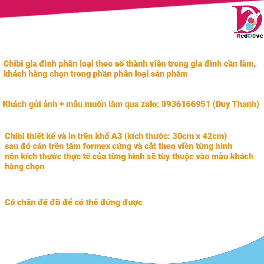 Chibi gia đình - Trang trí sinh nhật thôi nôi đầy tháng kỷ niệm