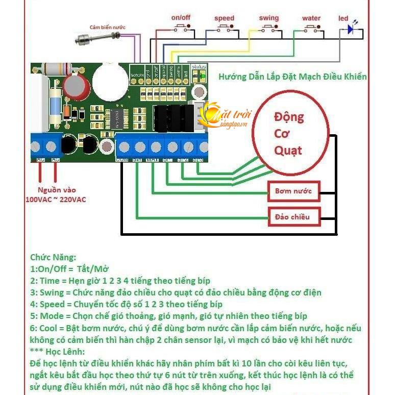 Vỉ mạch điều khiển quạt học lệnh hồng ngoại