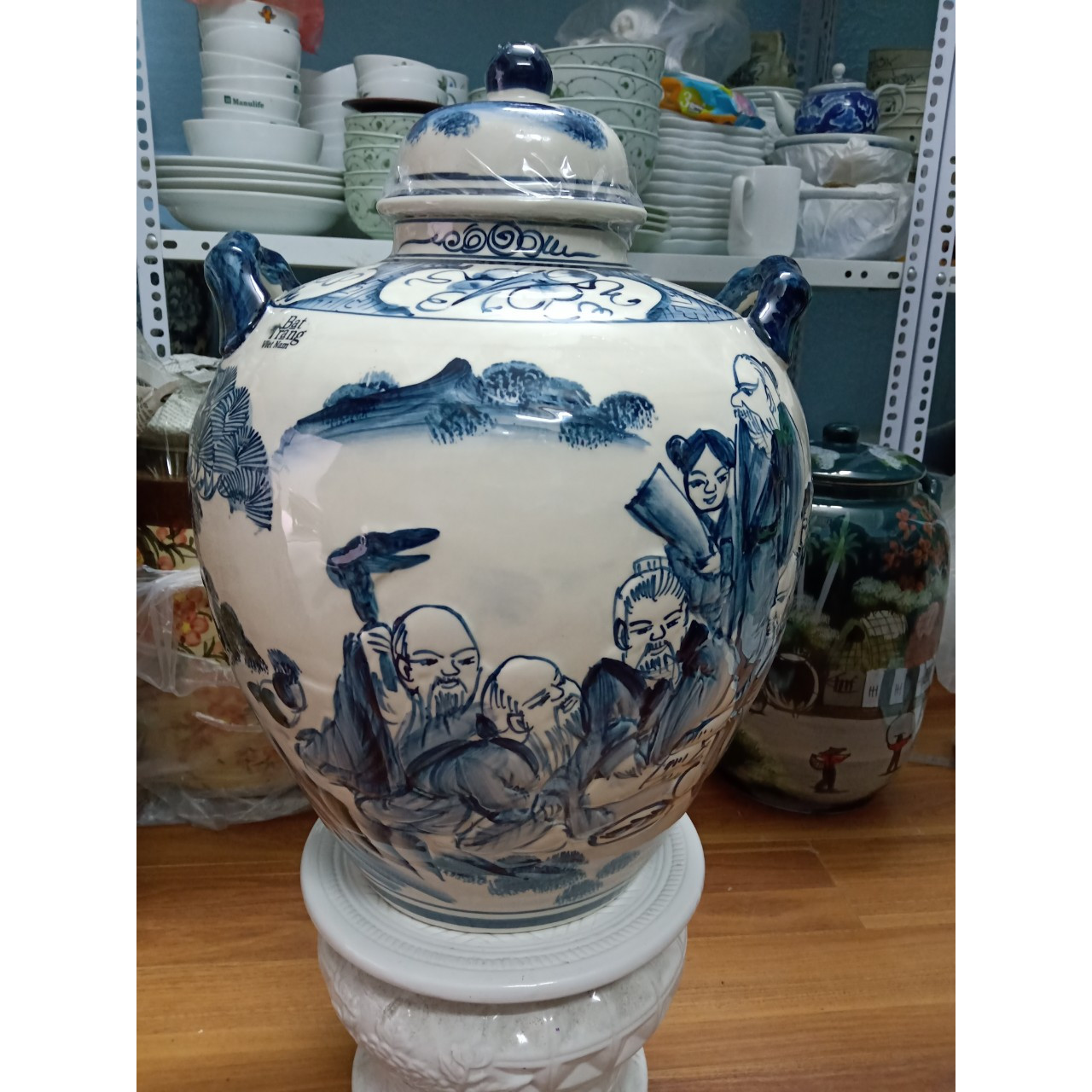 Hũ đựng rượu Bát tràng vễ phong cảnh loại 30L